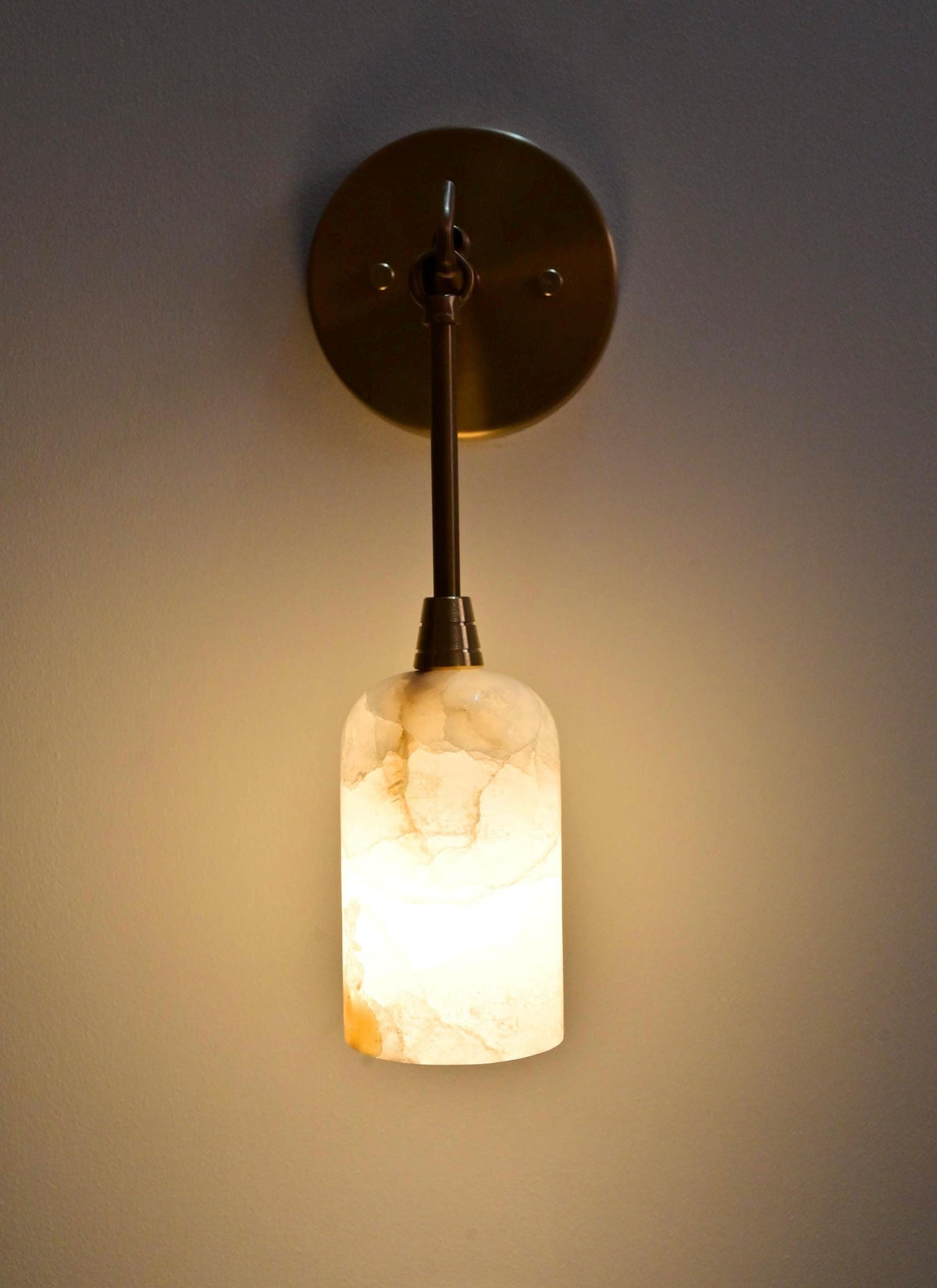 Alabaster And Brass Wall Sconce With Sculpted Stone Shade - Ember Lighting