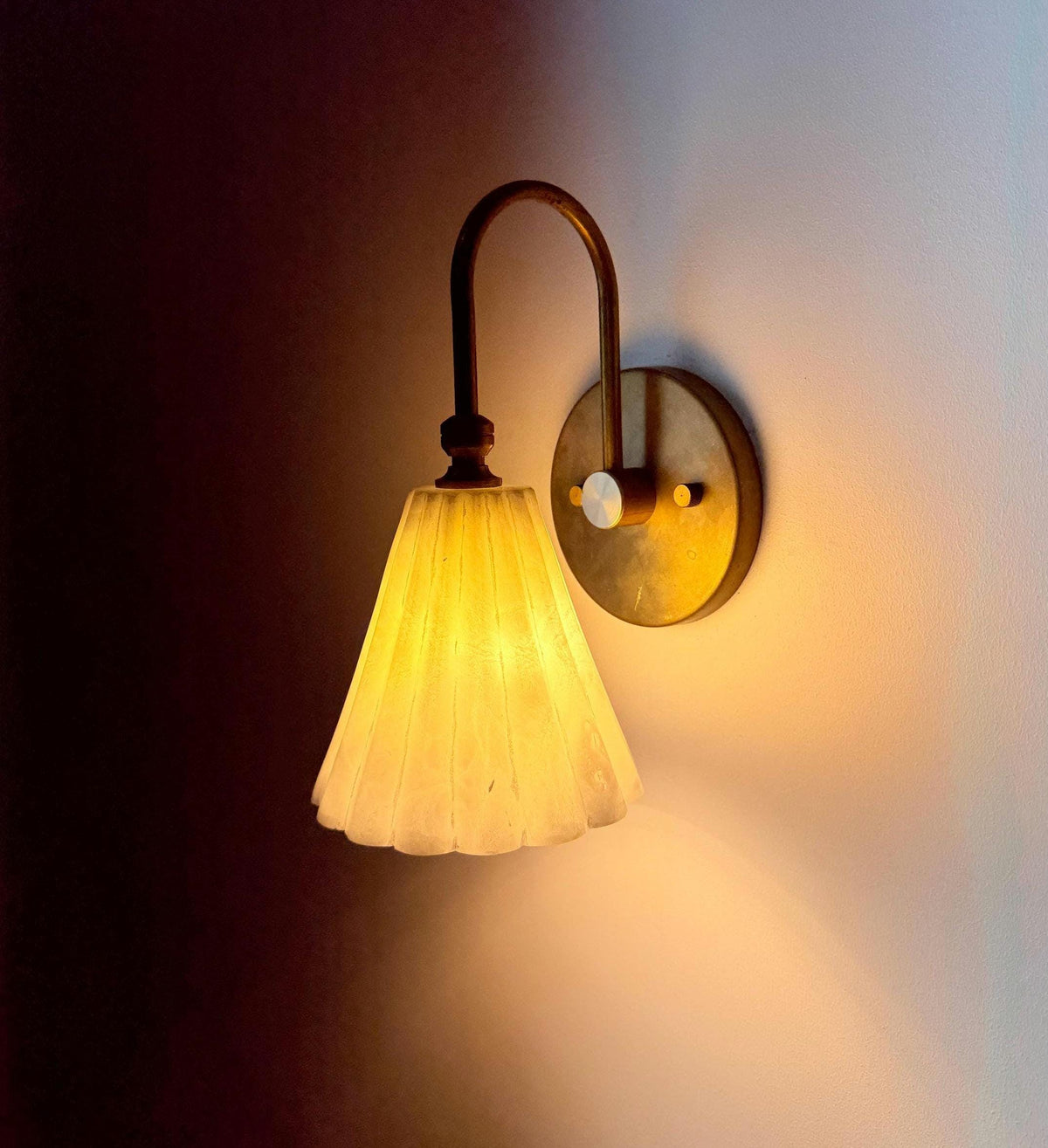 Alabaster Brass Wall Sconce With Soft Ambient Glow - Ember Lighting