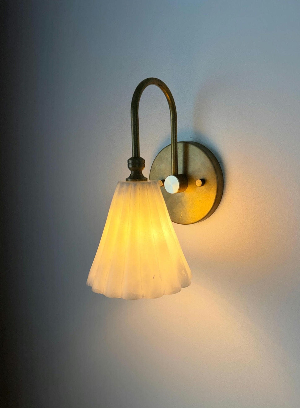 Alabaster Brass Wall Sconce With Soft Ambient Glow - Ember Lighting