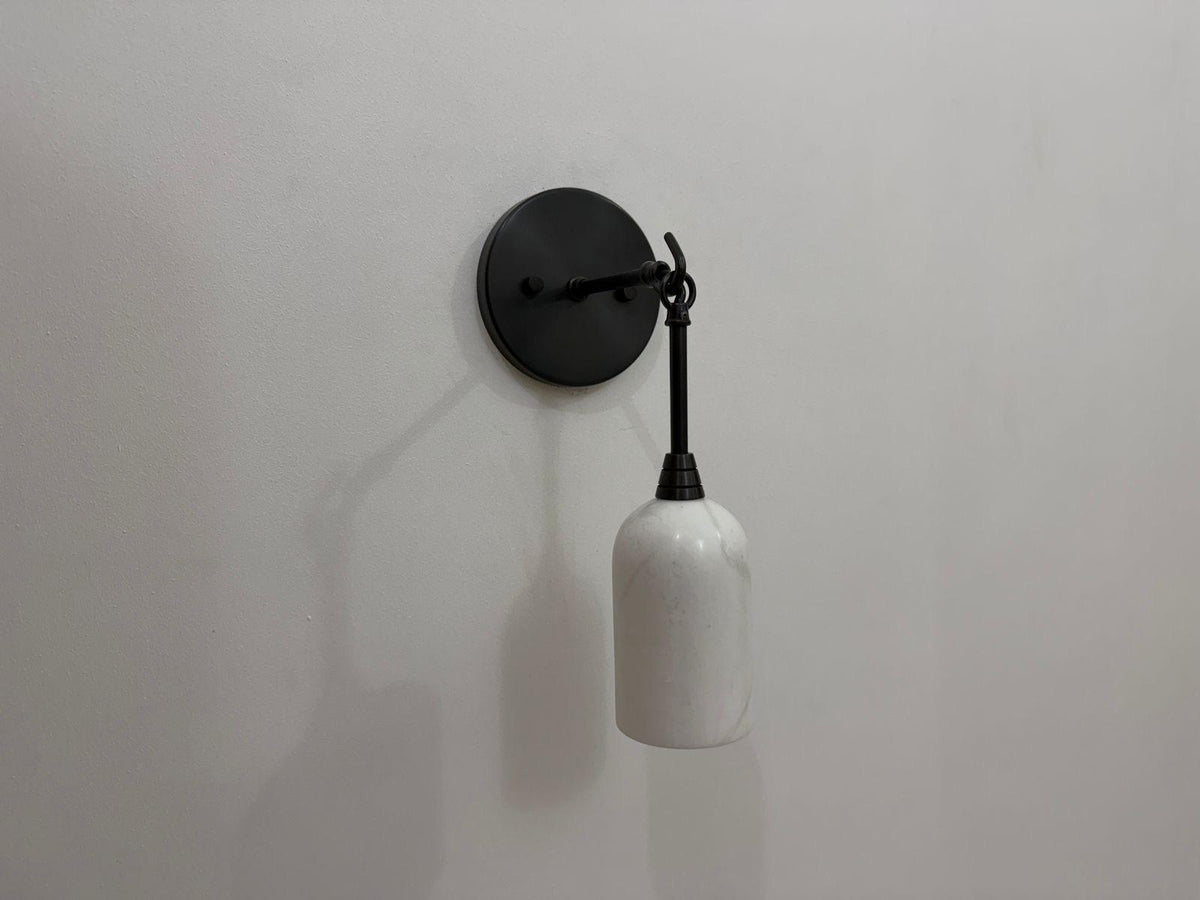 Alabaster Stone Wall Sconce With Antique Black Finish - Ember Lighting