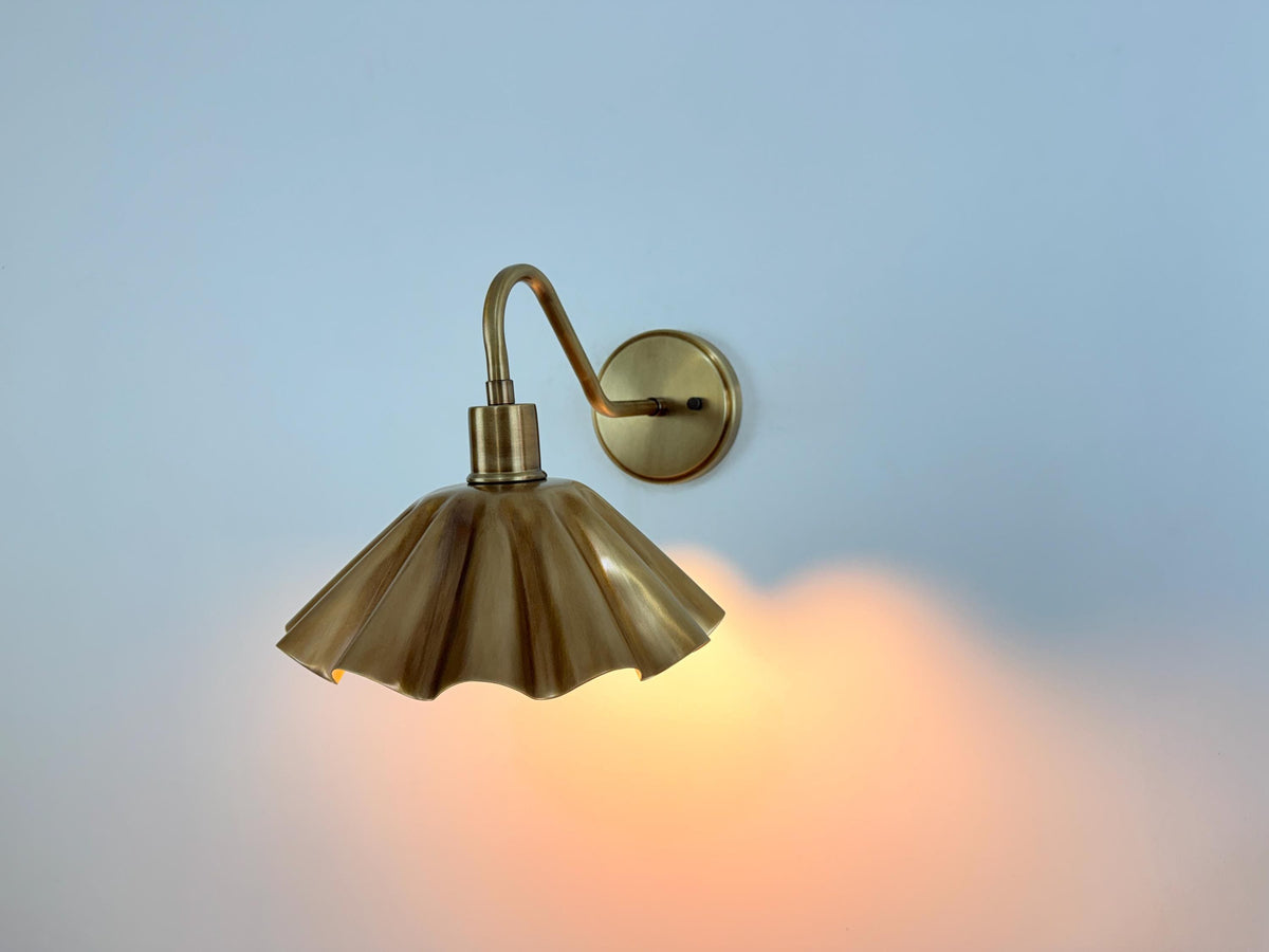 Artisan Made Brass Wall Light With Fluted Shade - Ember Lighting