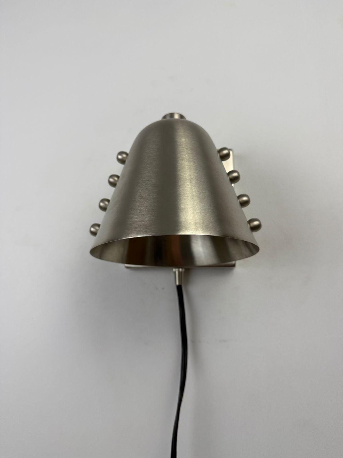 Brass Cone Wall Sconce With Brushed Chrome Details - Ember Lighting