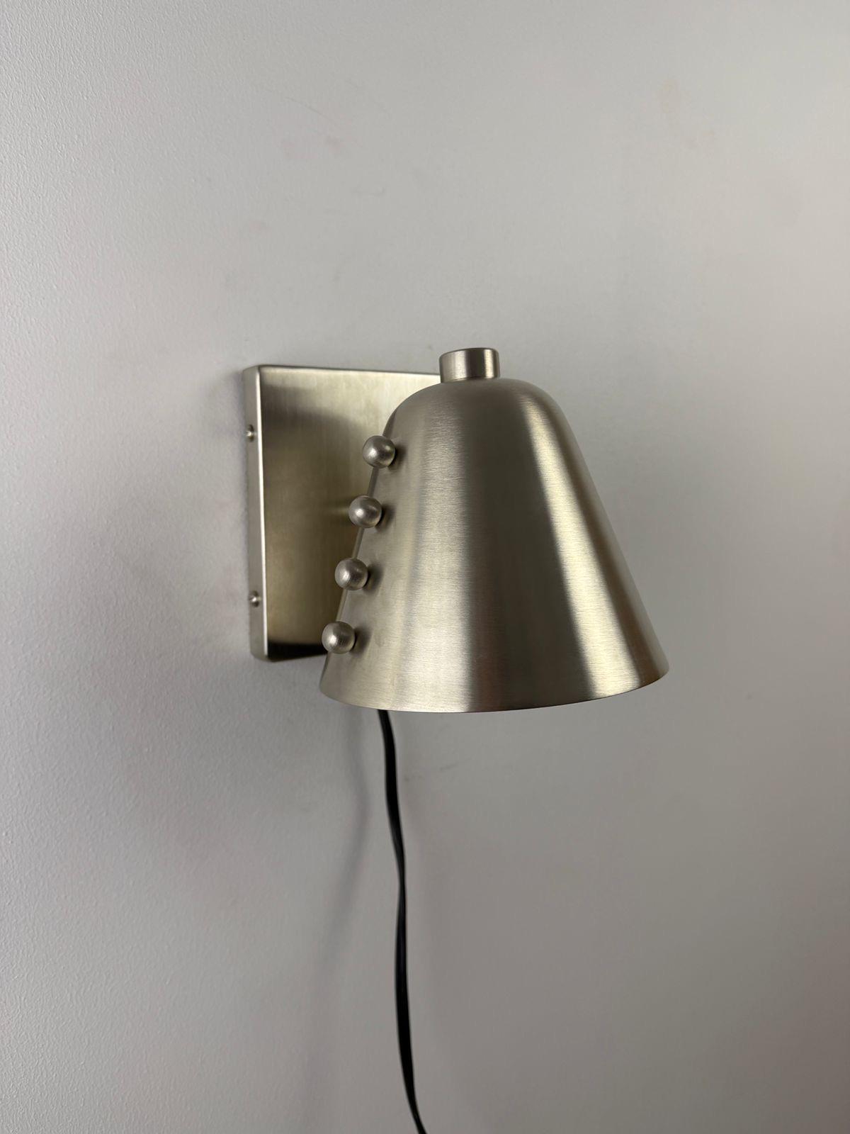 Brass Cone Wall Sconce With Brushed Chrome Details - Ember Lighting