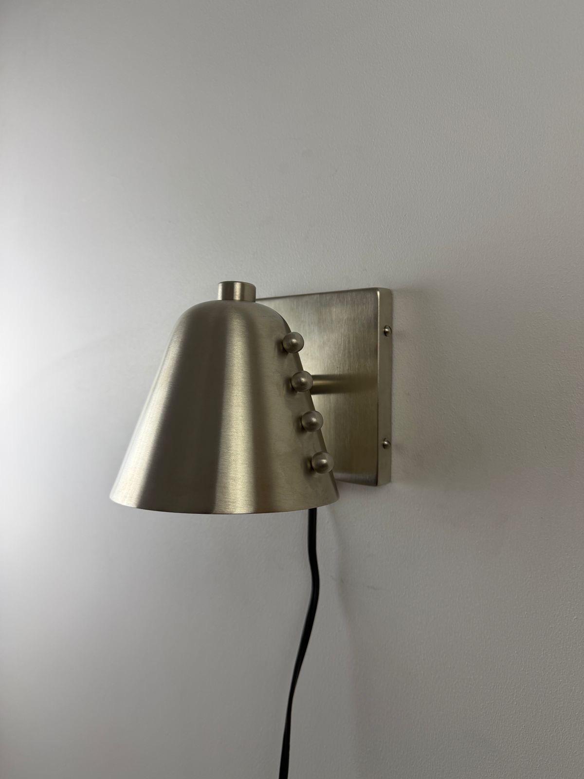 Brass Cone Wall Sconce With Brushed Chrome Details - Ember Lighting