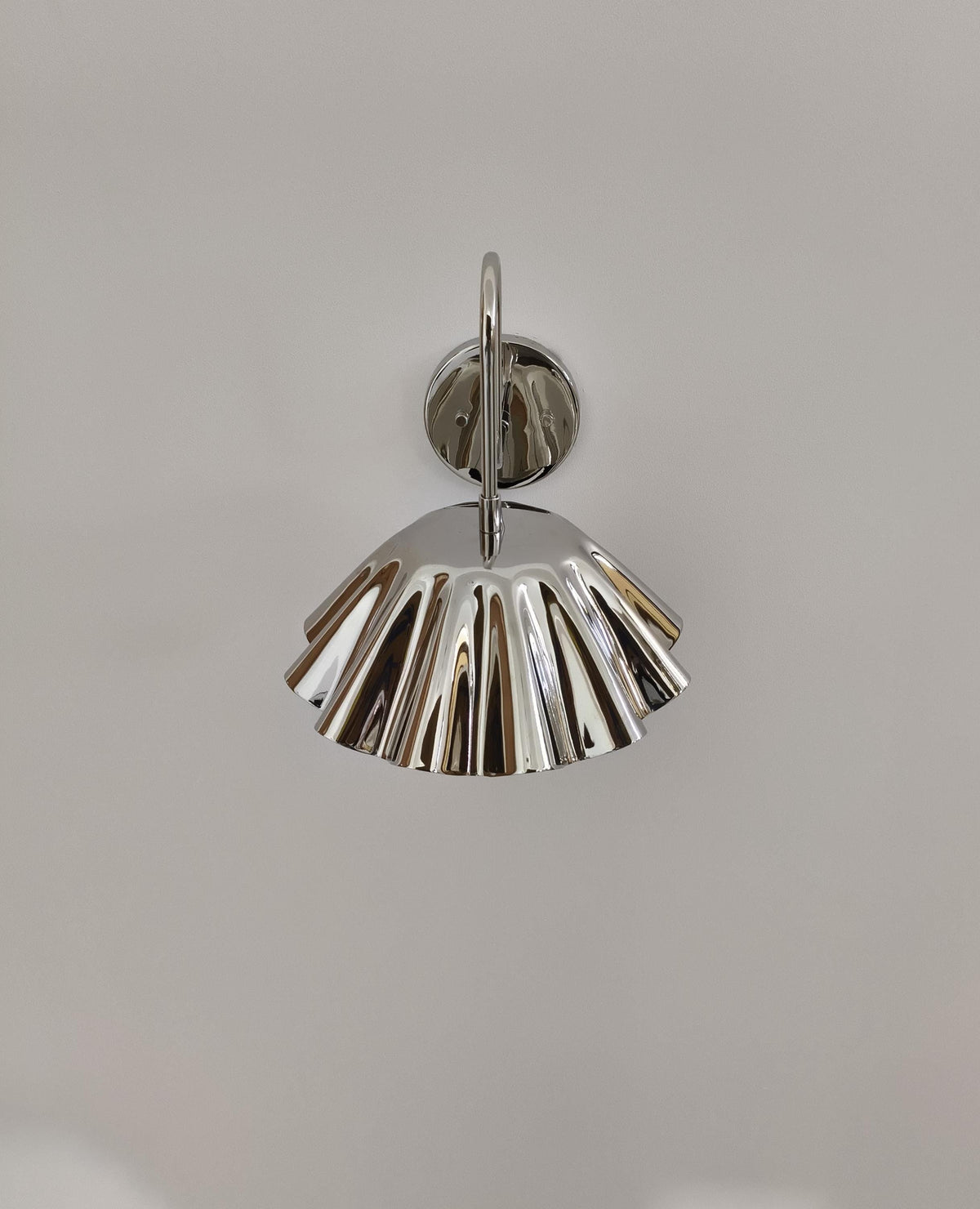 Brass Wall Light with Fluted Umbrella Shade for Bedroom | Ember Lighting