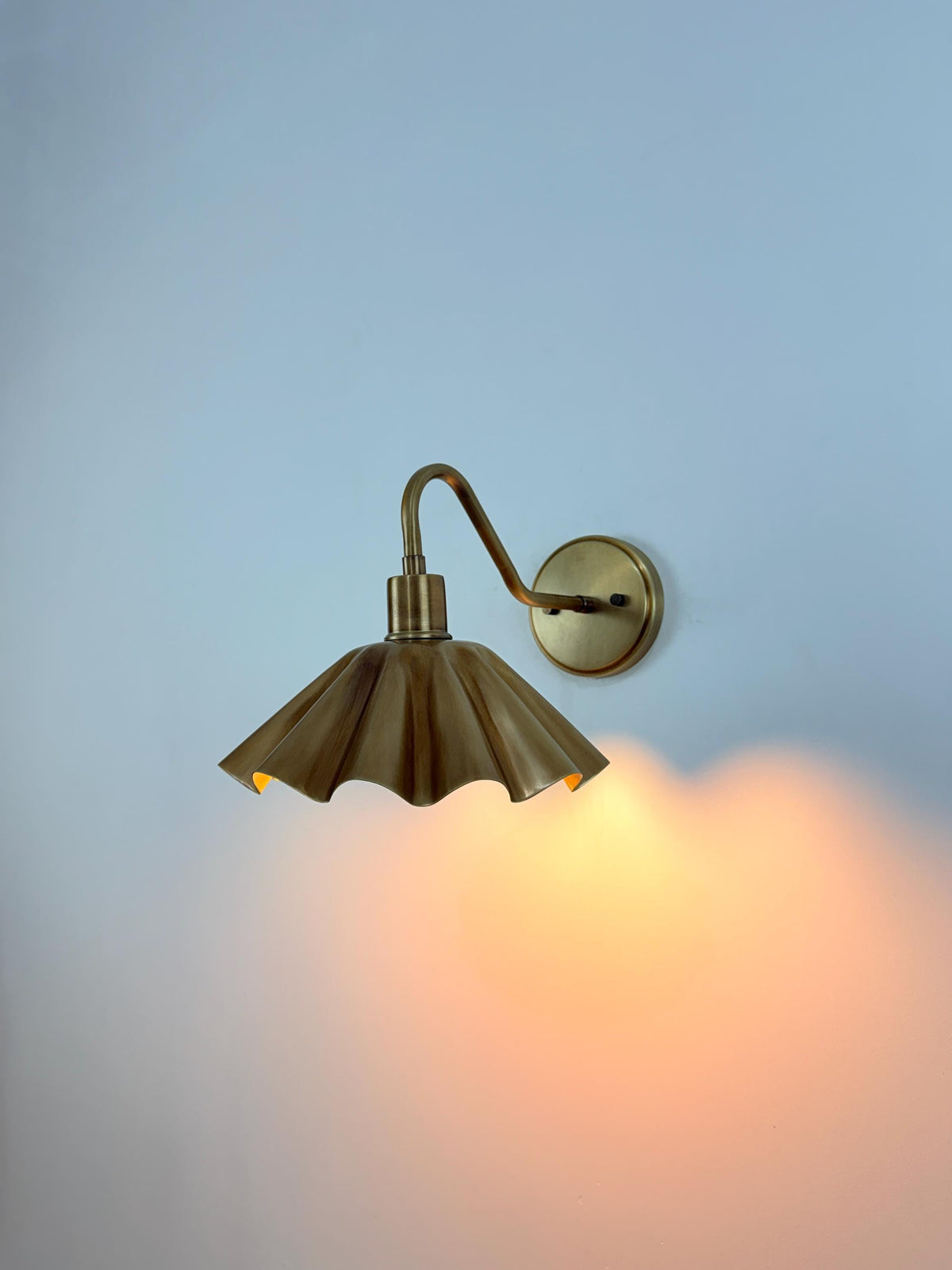 Brass Wall Sconce With Fluted Umbrella Shade - Ember Lighting