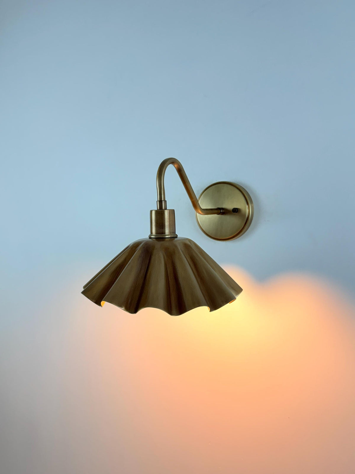 Brass Wall Sconce With Fluted Umbrella Shade - Ember Lighting