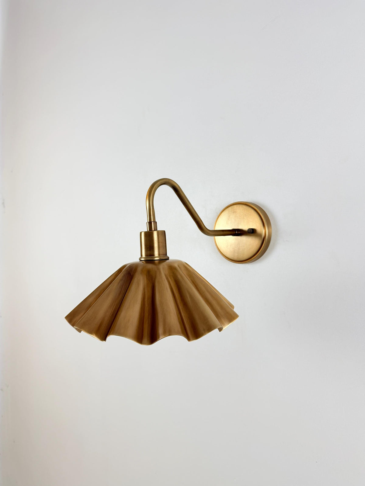 Contemporary Brass Wall Sconce With Fluted Umbrella Shade - Ember Lighting