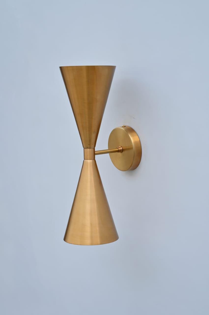 Handcrafted Mid-Century Brass Wall Sconce with Up & Down Lighting - Detail View - Ember Lighting