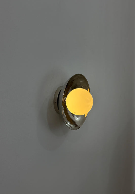 Vintage Italian Brass Flush Mount Ceiling Light with Frosted Globe - Ember Lighting