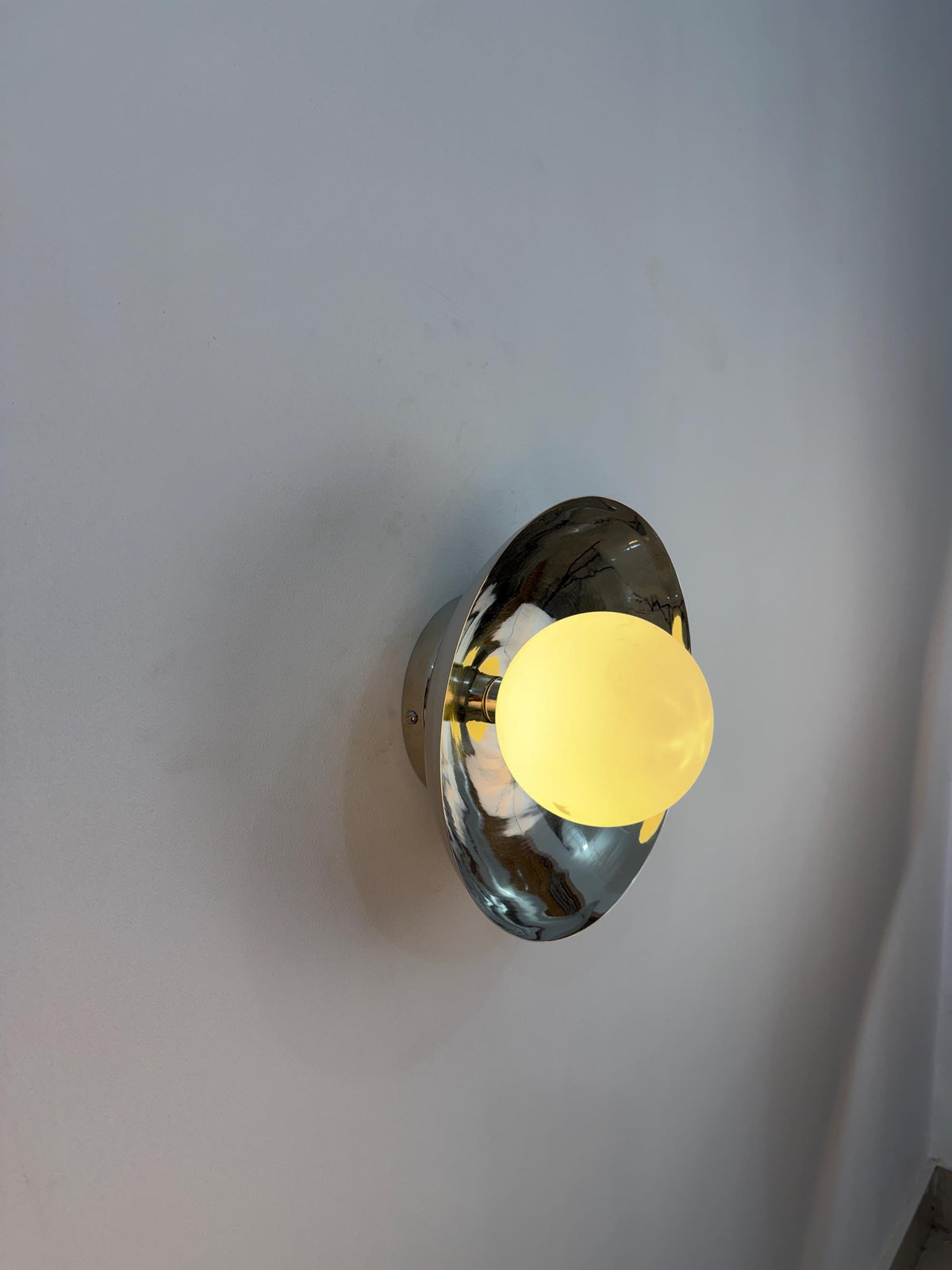 Vintage Italian Brass Flush Mount Ceiling Light with Frosted Globe - Ember Lighting - view 5