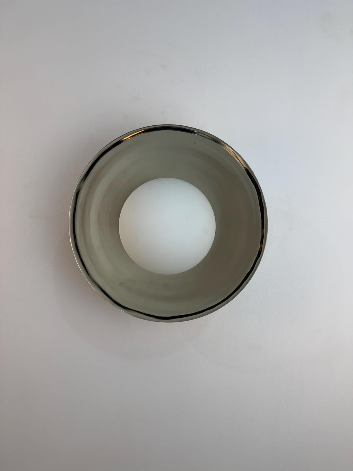 Vintage Italian Brass Flush Mount Ceiling Light with Frosted Globe - Ember Lighting - view 7