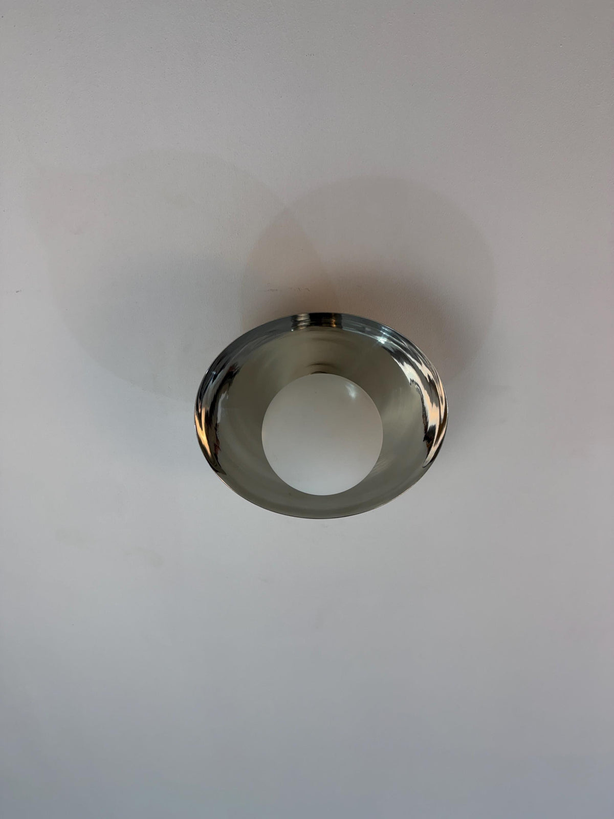 Vintage Italian Brass Flush Mount Ceiling Light with Frosted Globe - Ember Lighting - view 8