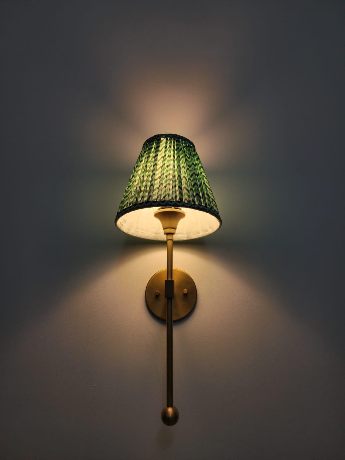 Green Pleated Brass Wall Lamp | Ember Lighting