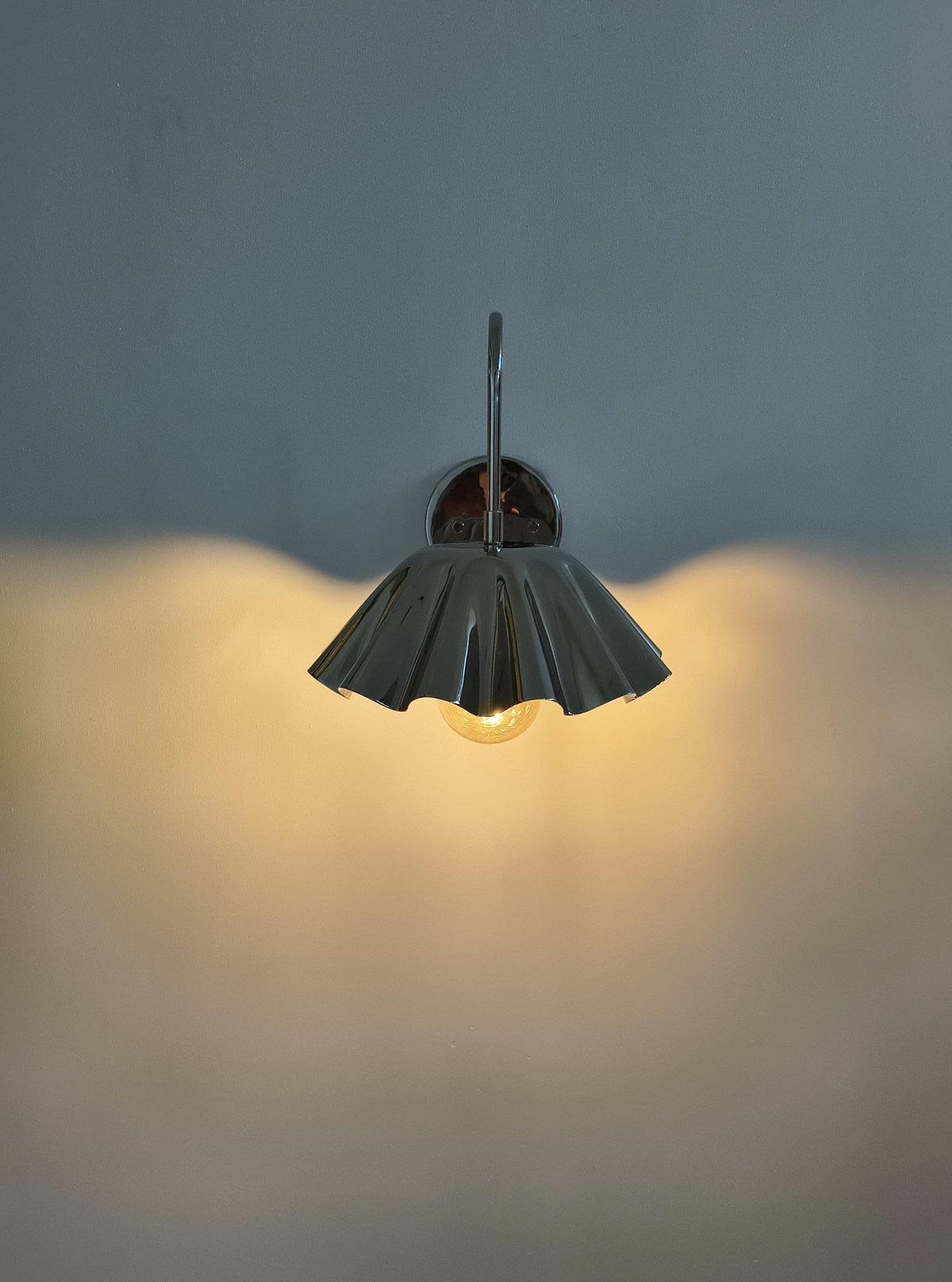 Handcrafted Brass Sconce with Curved Arm and Fluted Shade | Ember Lighting