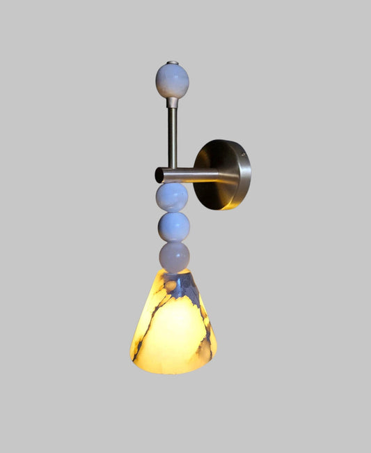 Handmade Alabaster Brass Wall Sconce with Marble Spheres - Ember Lighting