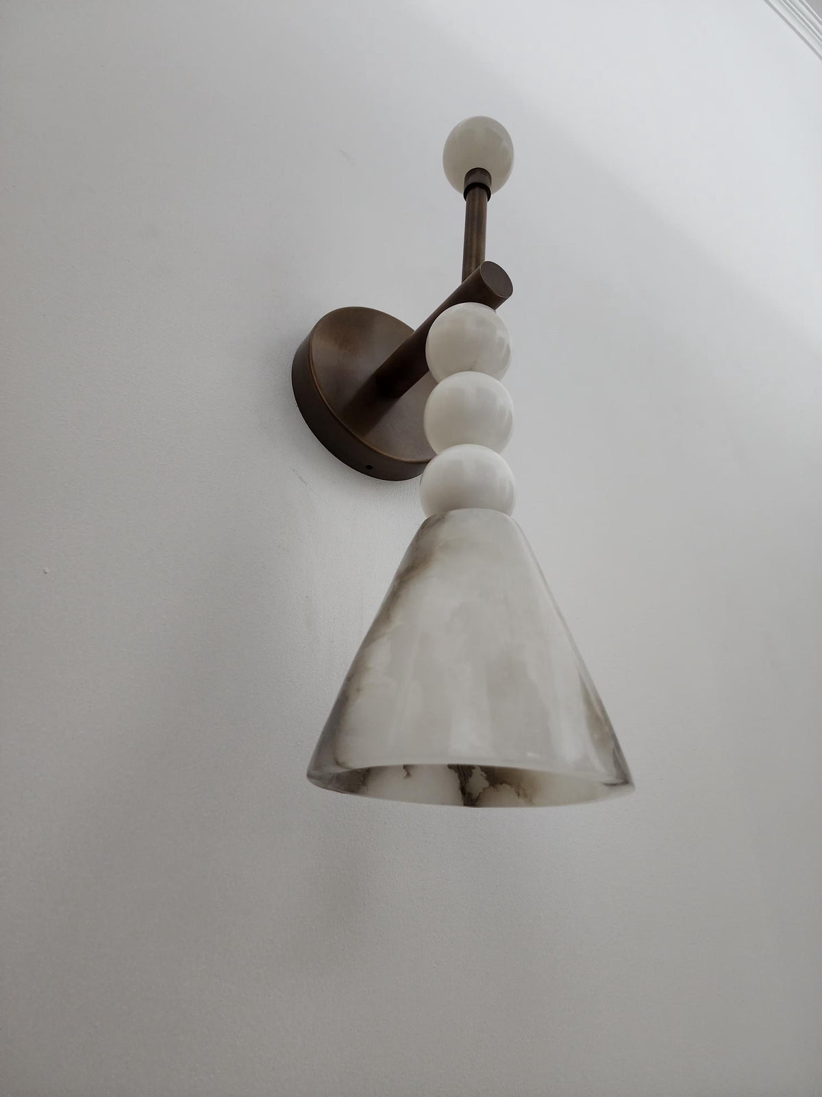 Handmade Alabaster Brass Wall Sconce with Marble Spheres - Ember Lighting