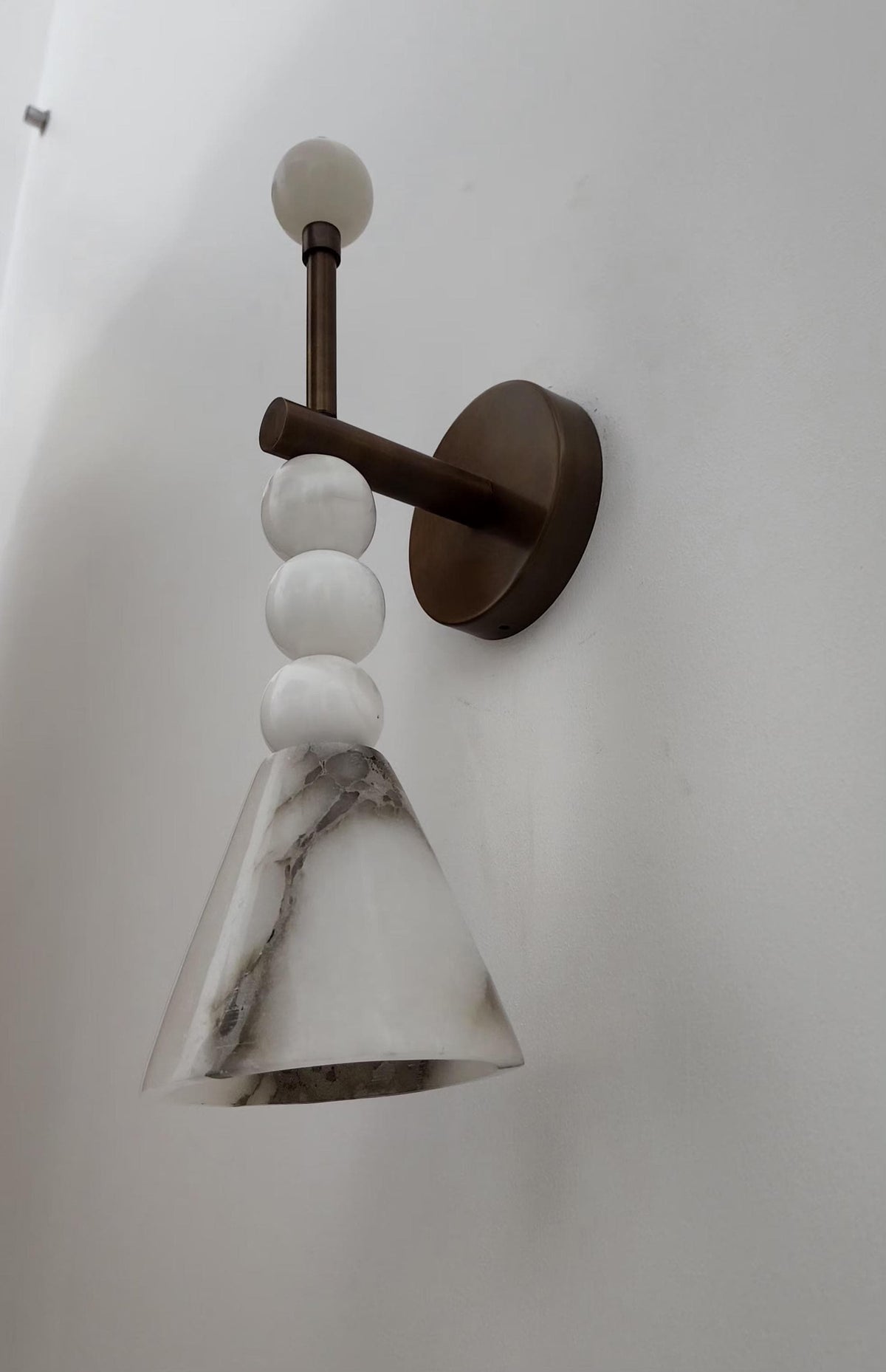 Handmade Alabaster Brass Wall Sconce with Marble Spheres - Ember Lighting