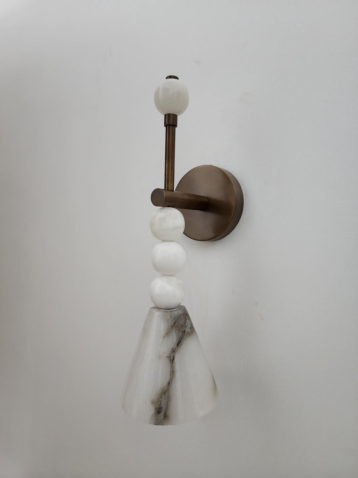 Handmade Alabaster Brass Wall Sconce with Marble Spheres - Ember Lighting