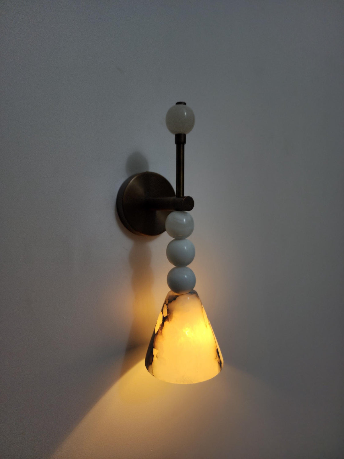 Handmade Alabaster Brass Wall Sconce with Marble Spheres - Ember Lighting