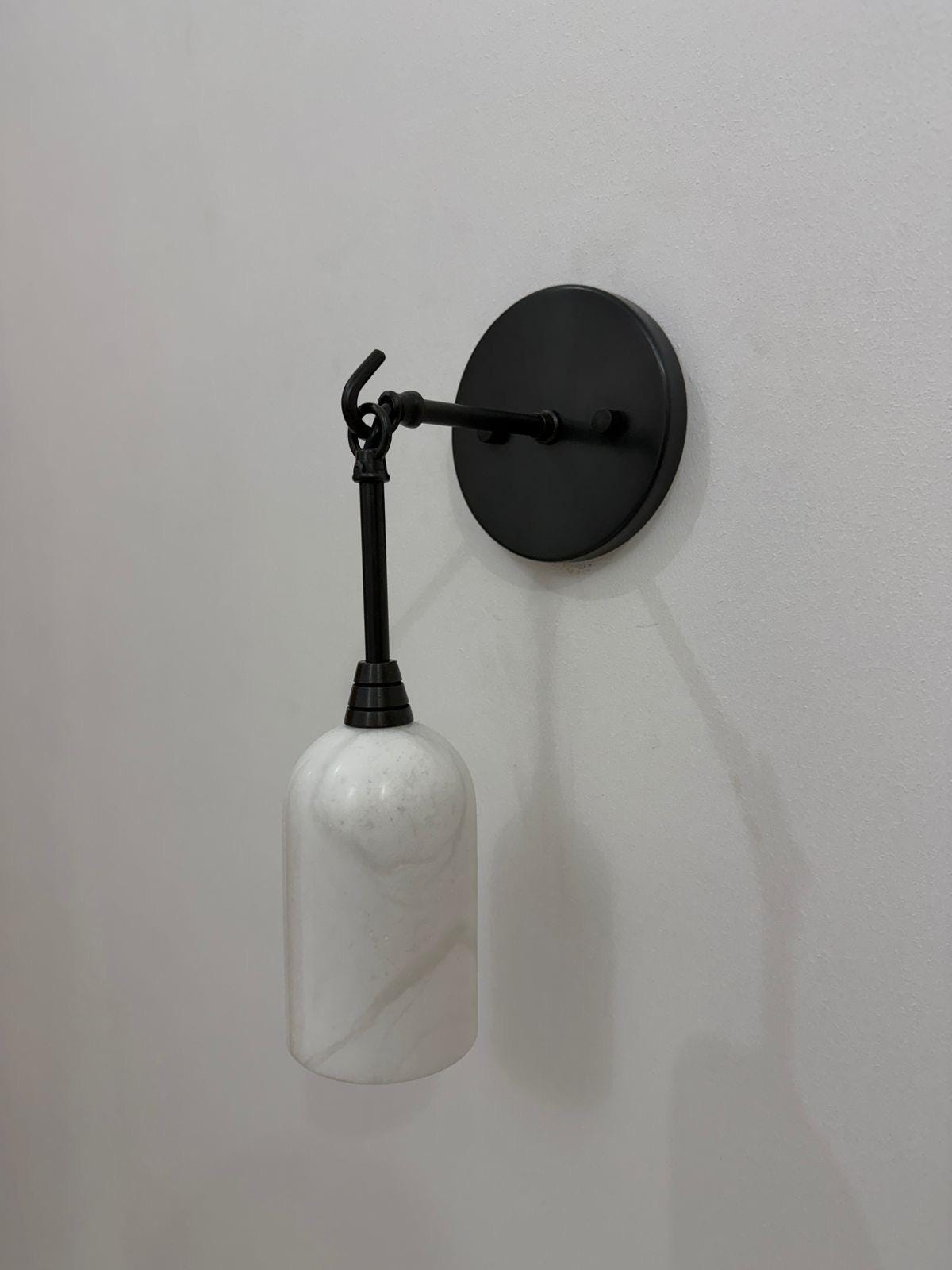 Handmade Alabaster Wall Lamp With Brass Accents - Ember Lighting