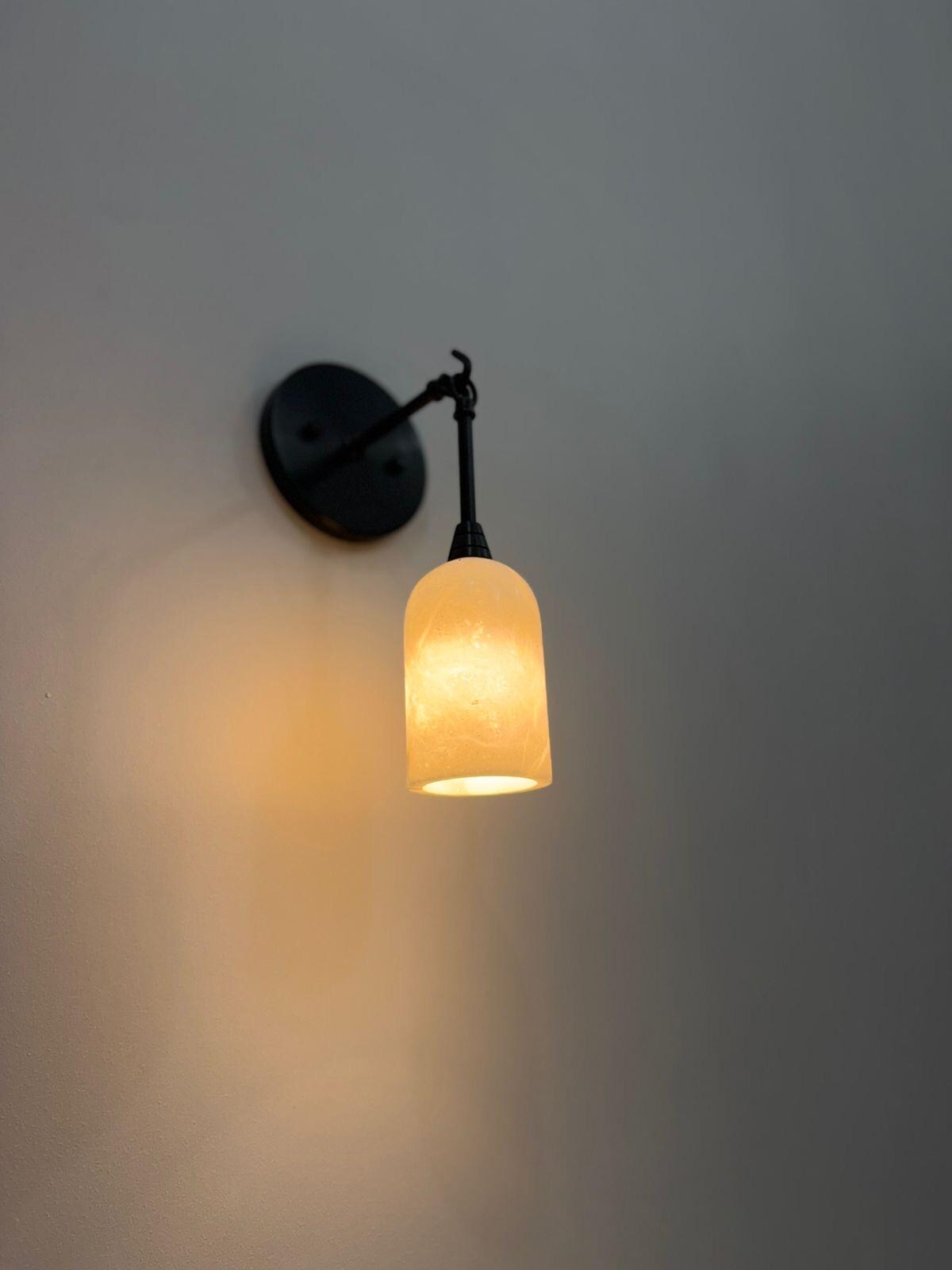 Handmade Alabaster Wall Lamp With Brass Accents - Ember Lighting
