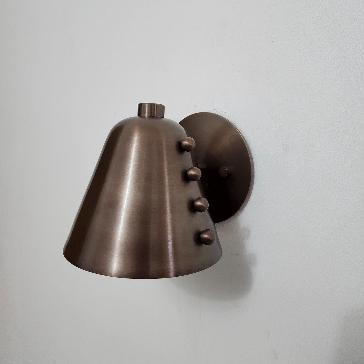 Handmade Antique Brass Wall Light With Tapered Cone Shade - Ember Lighting