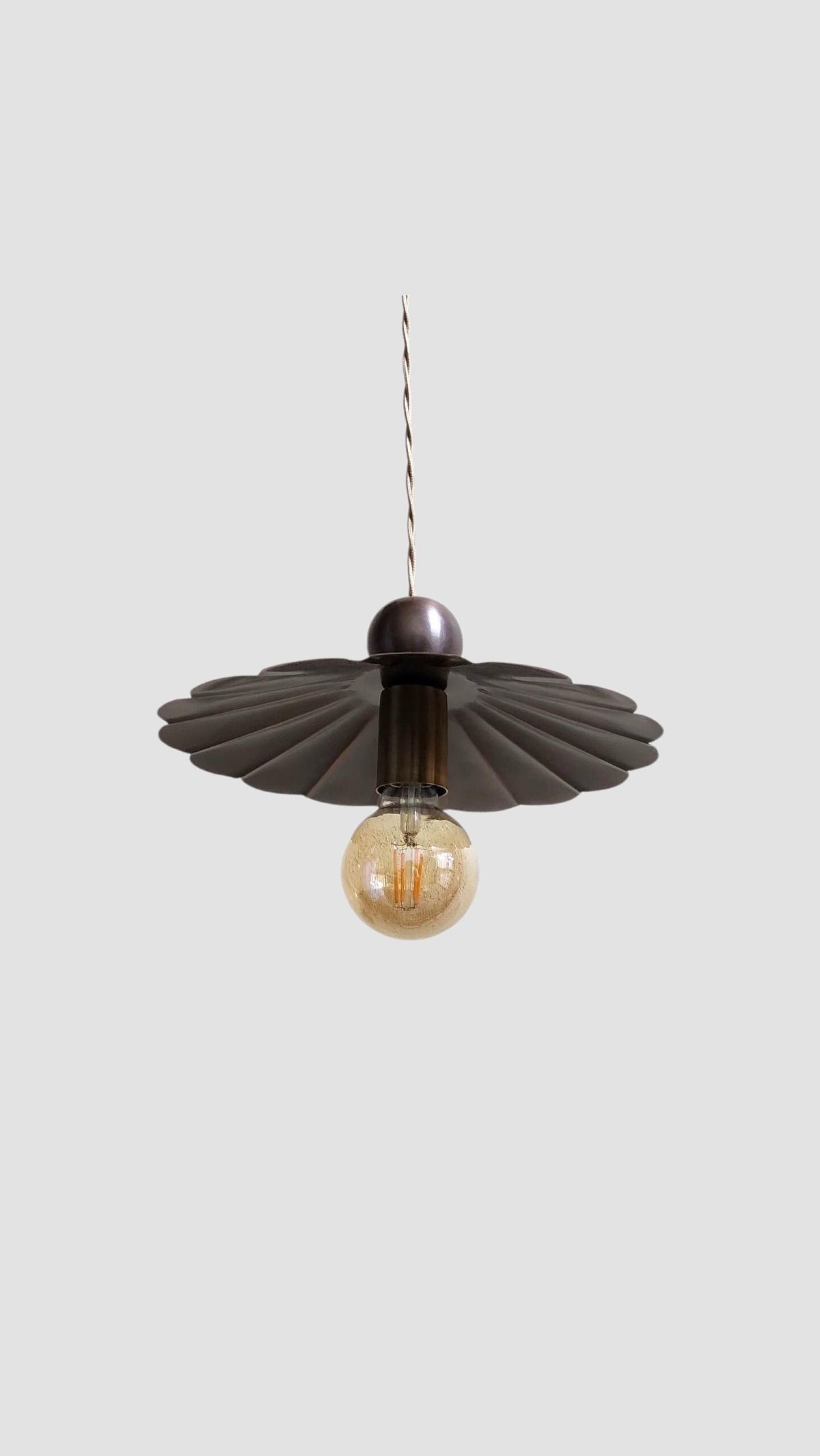 Handmade Brass Ceiling Pendant With Scalloped Shade - Ember Lighting