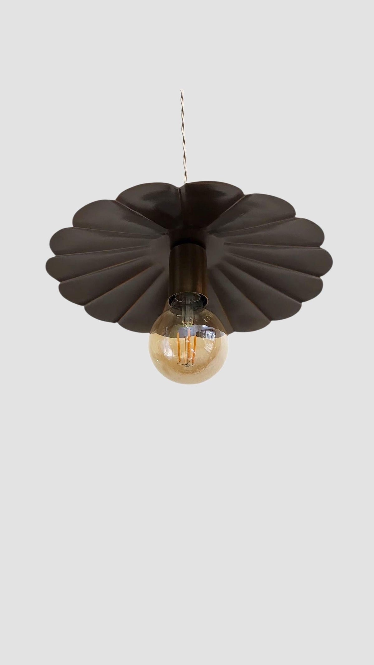 Handmade Brass Ceiling Pendant With Scalloped Shade - Ember Lighting
