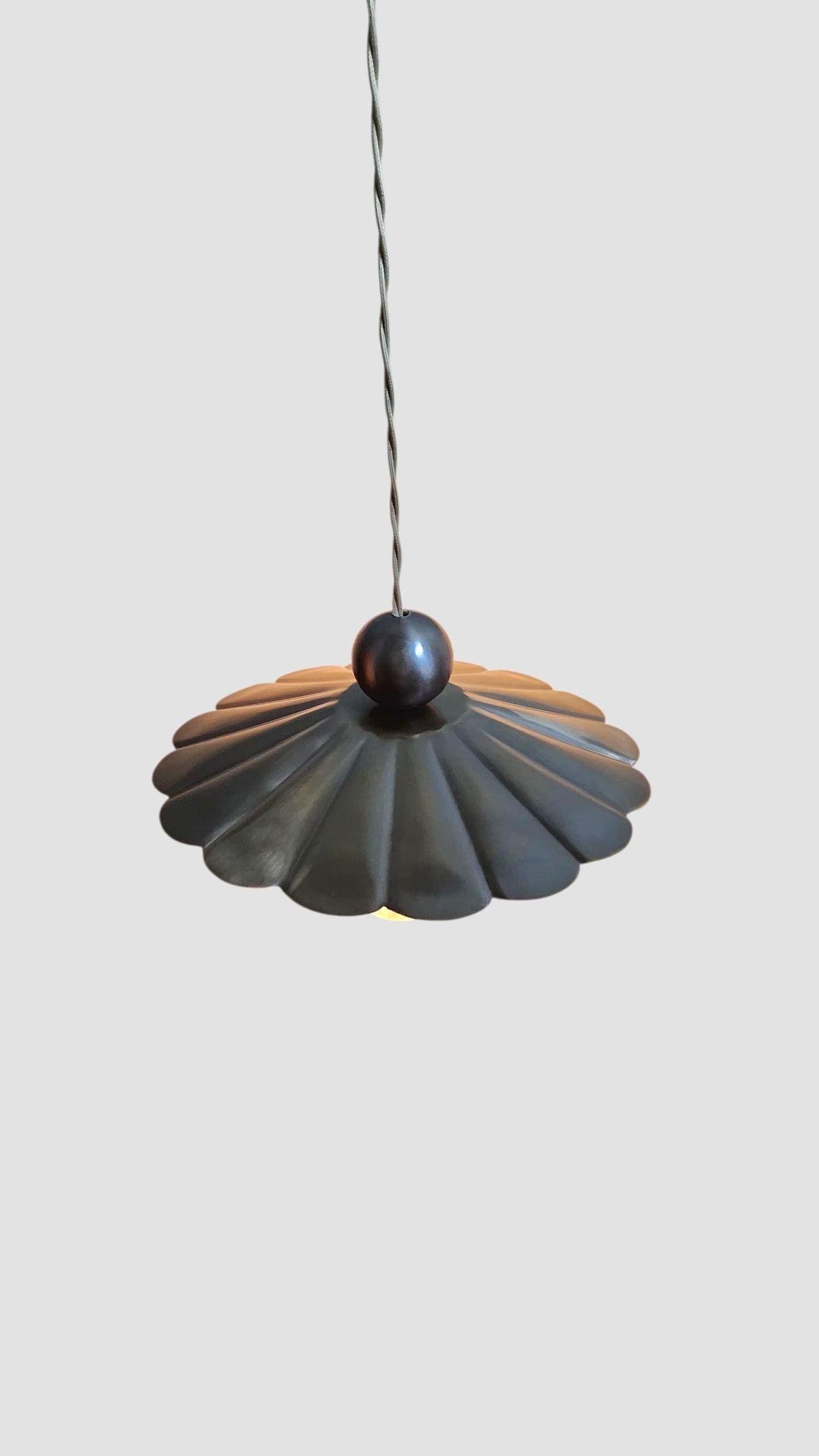 Handmade Brass Ceiling Pendant With Scalloped Shade - Ember Lighting