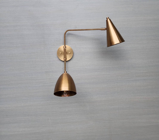 Handmade Brass Swing Arm Wall Light Mid Century Sputnik - Ember Lighting