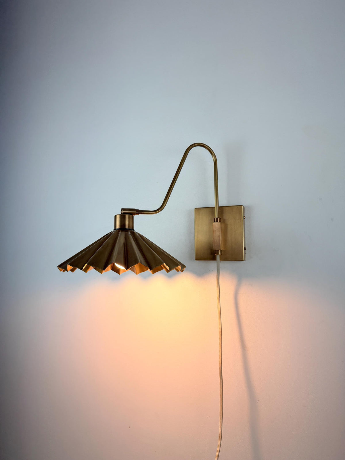 Handmade Brass Wall Light With Fabric Shade - Ember Lighting