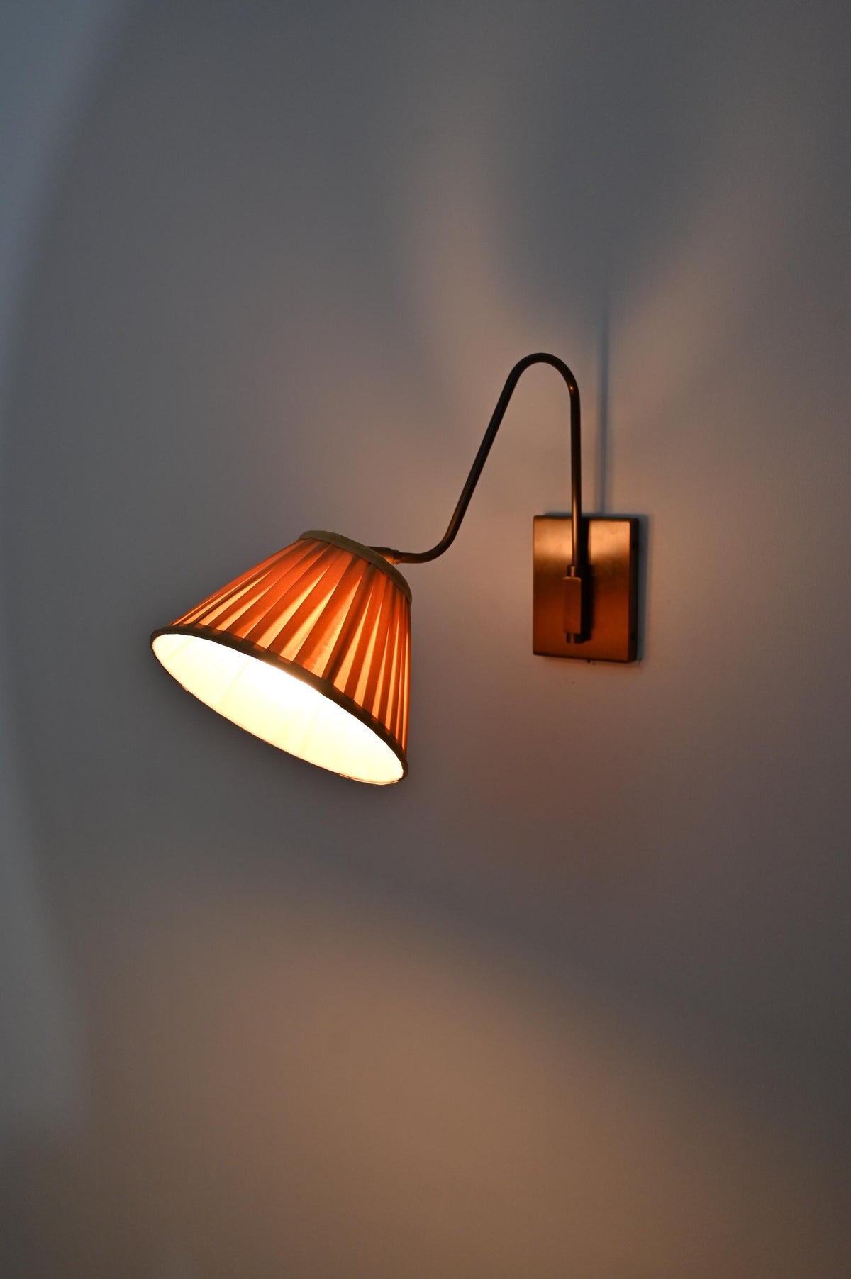 Handmade Brass Wall Light with Soft Pleated Shade - Ember Lighting