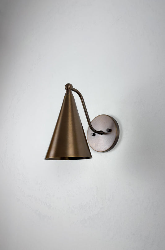 Handmade Brass Wall Sconce with Cone Shade - Ember Lighting