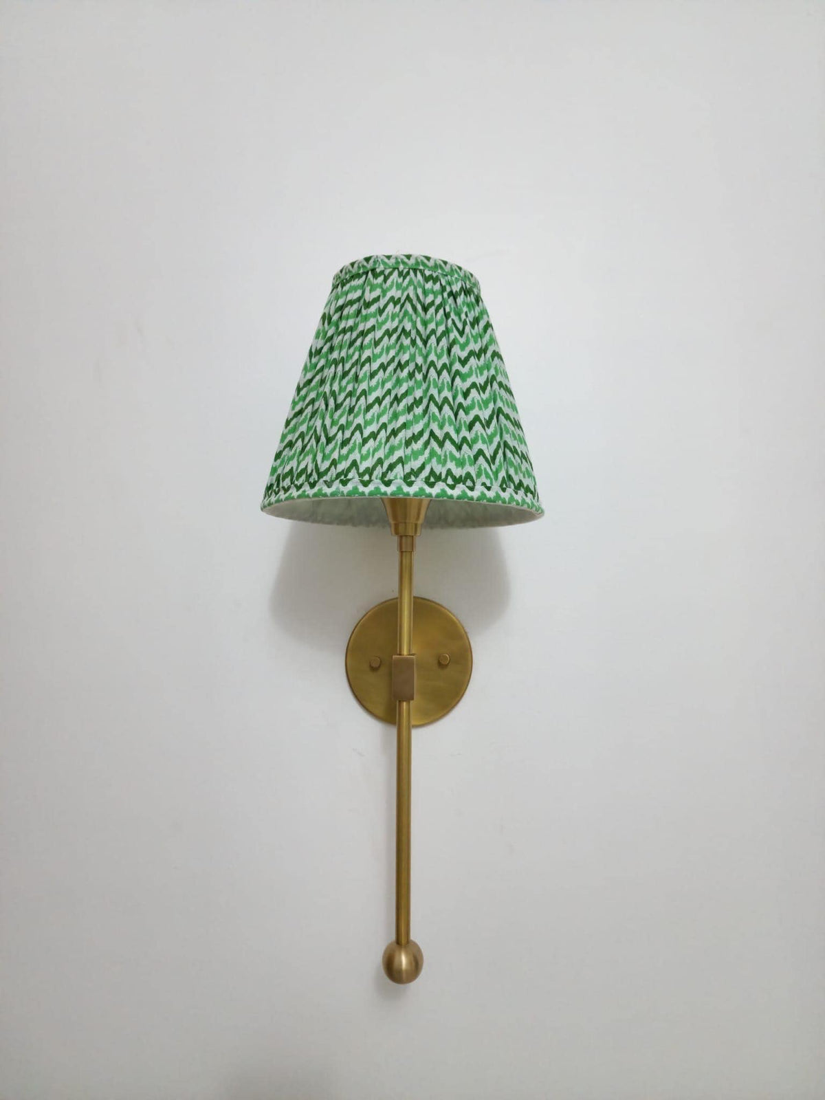 Handmade Brass Wall Sconce With Green Shade | Ember Lighting