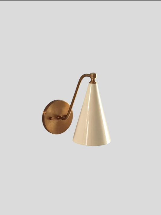 Handmade Ivory Cone Brass Wall Sconce For Bedroom | Ember Lighting