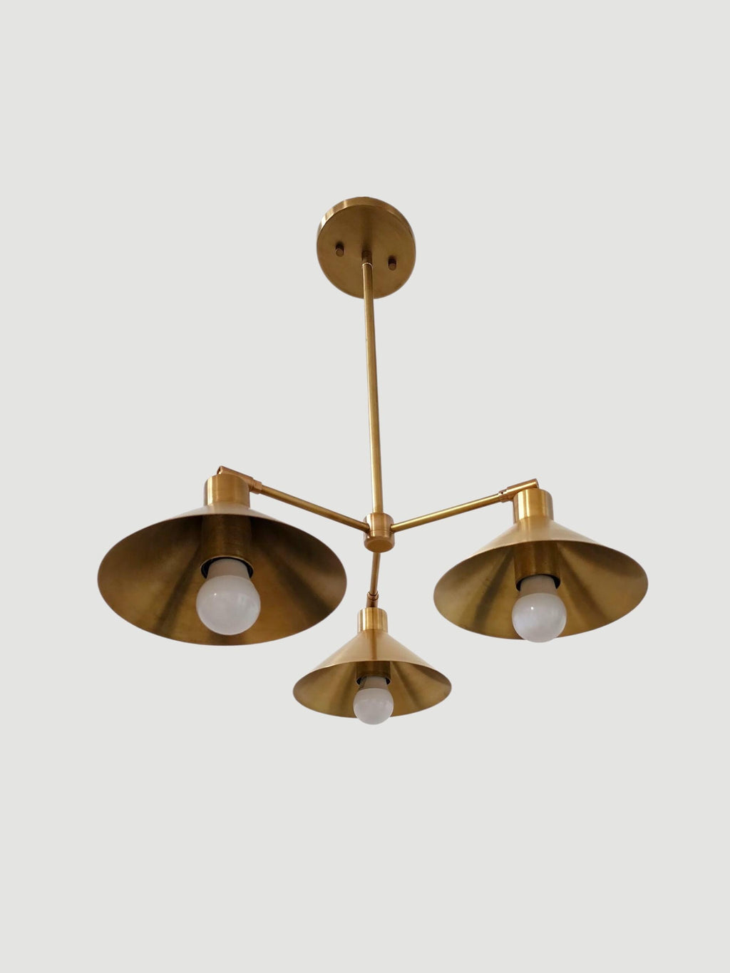 Italian-Inspired Triple-Light Sputnik Chandelier, Bold Mid-Century Brass Design