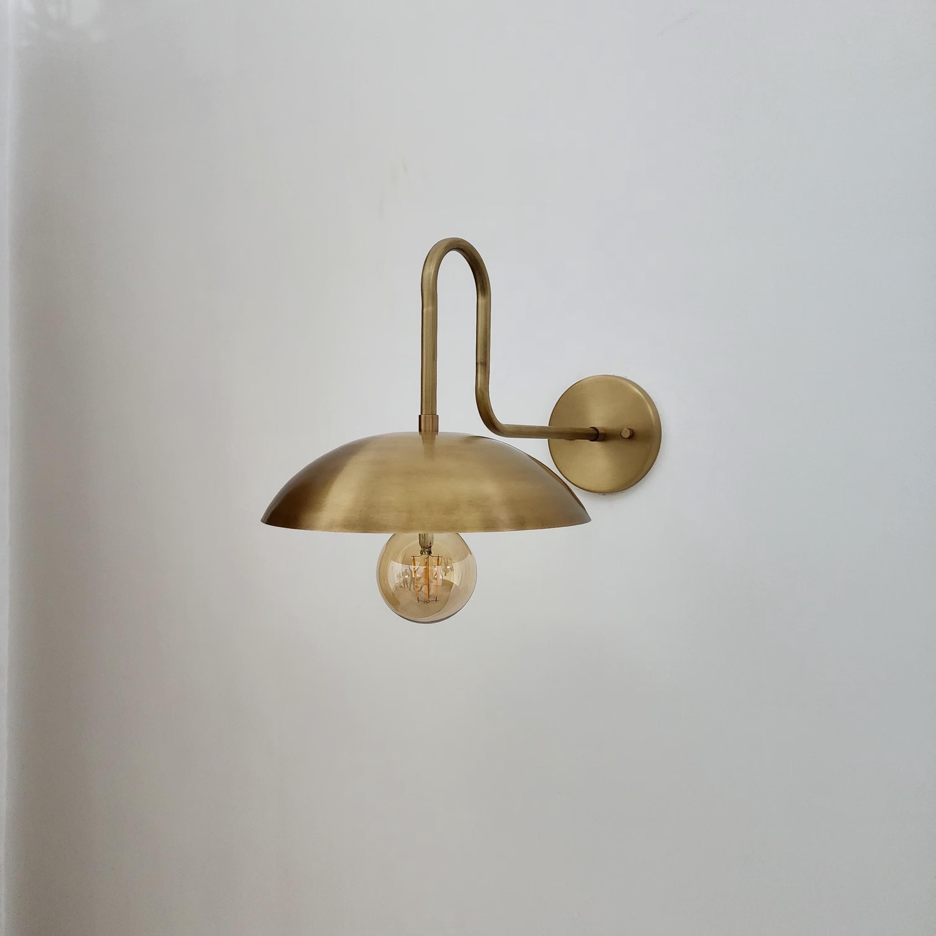 Curved Brass Gooseneck Wall Sconce with Globe, Indoor-Outdoor Light Featuring Opal Glass Shade