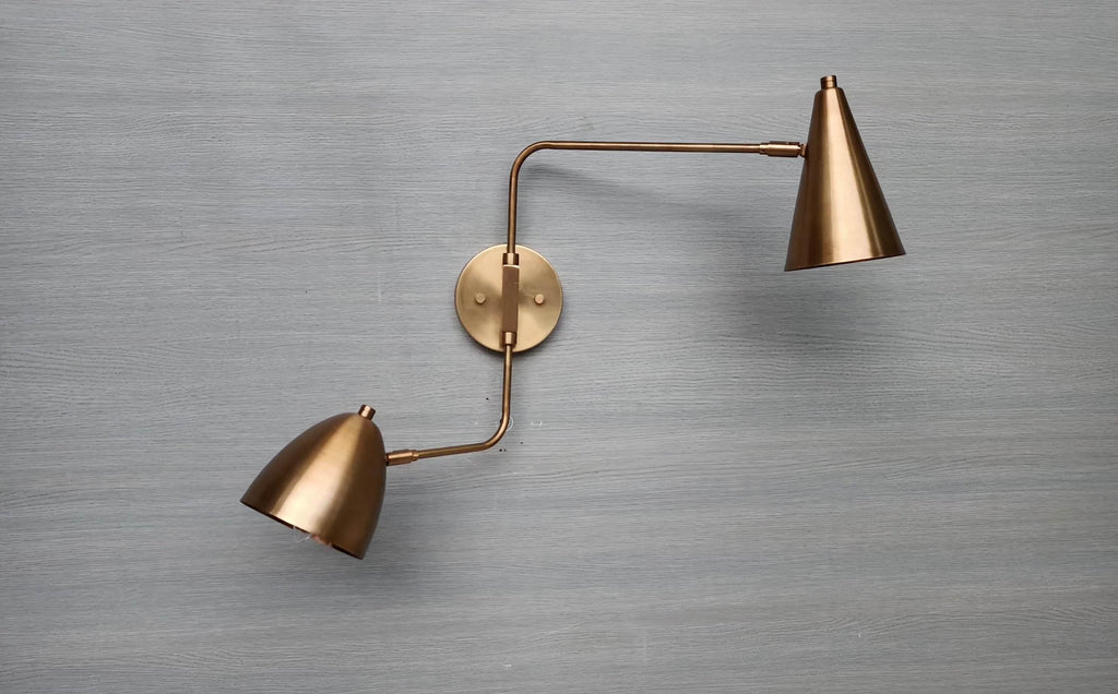 Handmade Brass Swing Arm Wall Light – Mid-Century Sputnik Design