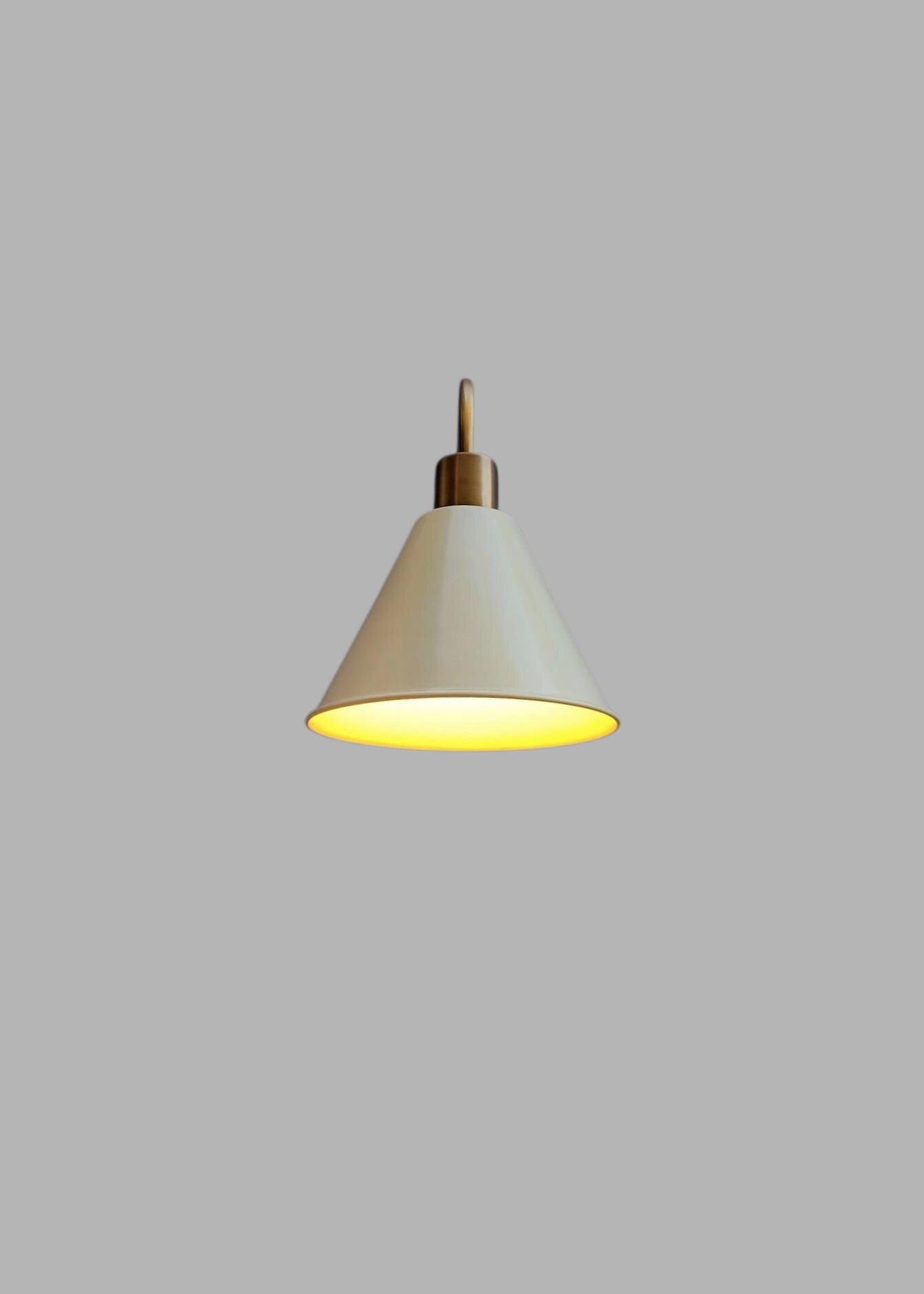The Aurora Brass Sconce, Handmade Ivory Cone Wall Light