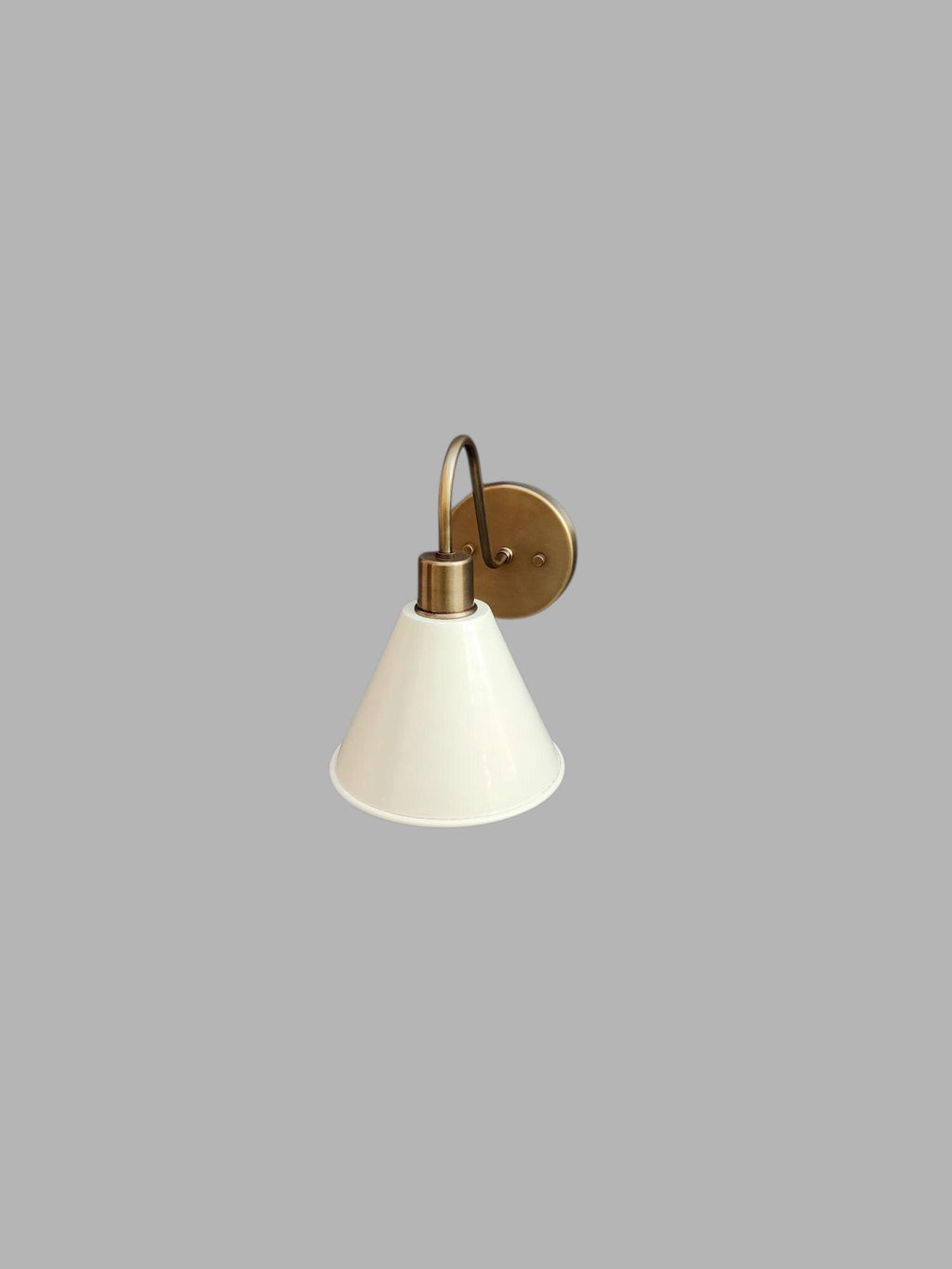 The Aurora Brass Sconce, Handmade Ivory Cone Wall Light