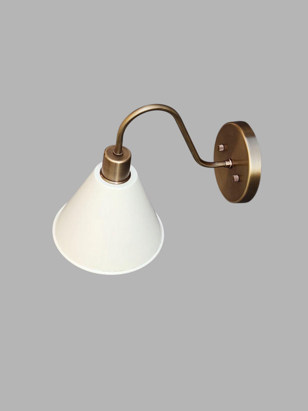 The Aurora Brass Sconce, Handmade Ivory Cone Wall Light