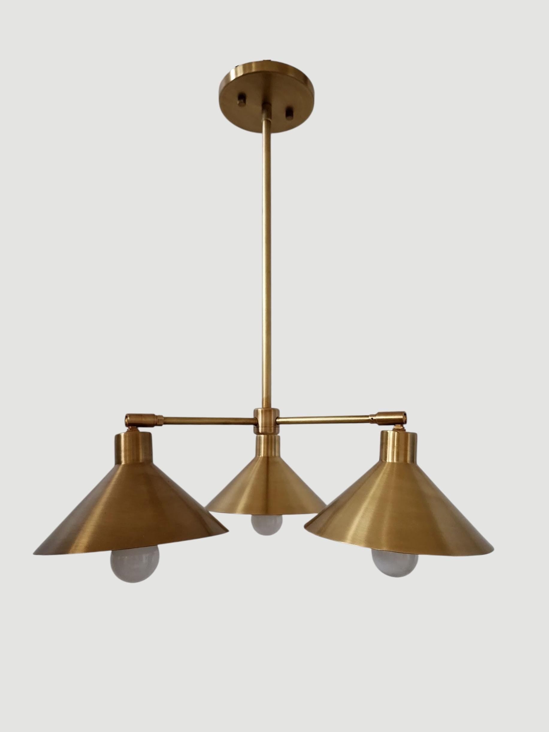 Italian-Inspired Triple-Light Sputnik Chandelier, Bold Mid-Century Brass Design