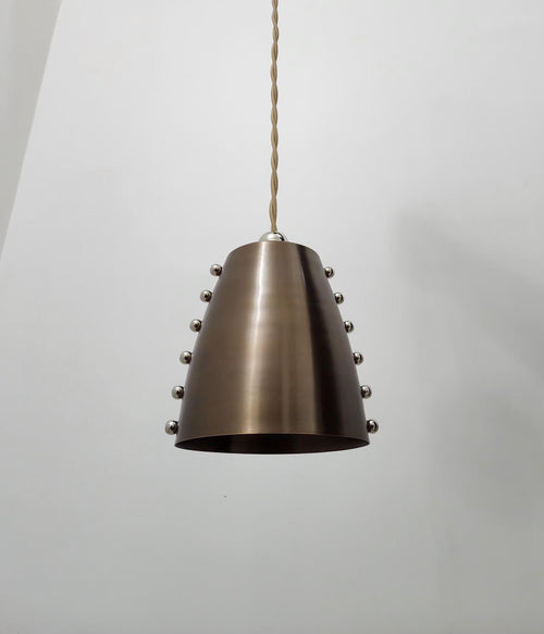 Antique Patina Mid-Century Pendant with Bold Cone Shade
