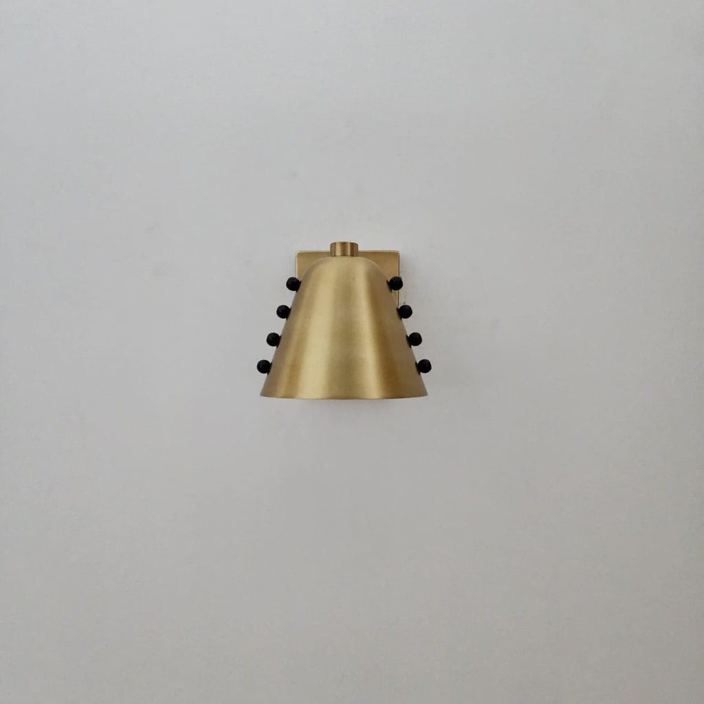 Mid-Century Raw Brass Wall Sconce, Bold Cone Design