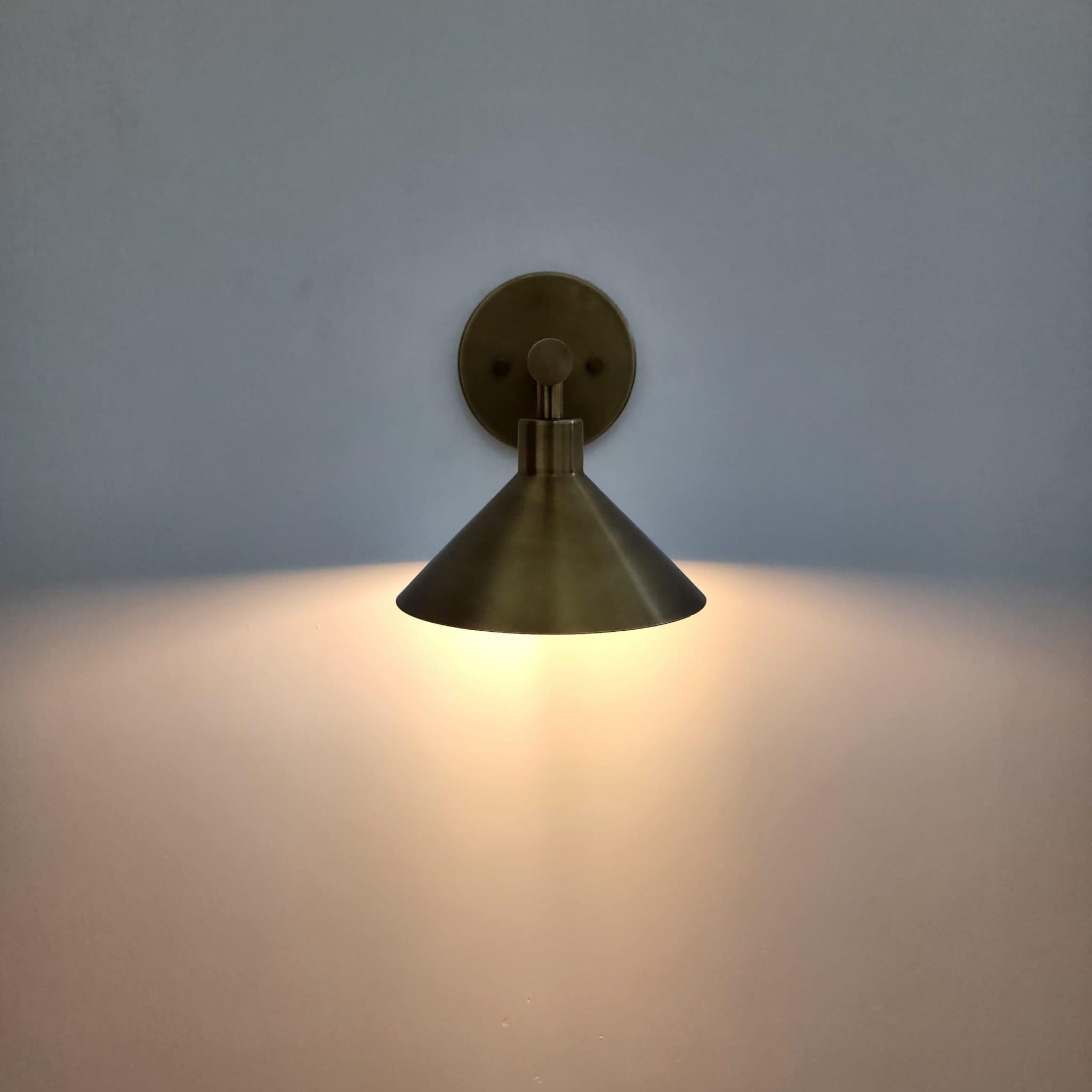Modern Brass Wall Sconce with Handcrafted Cone Shade
