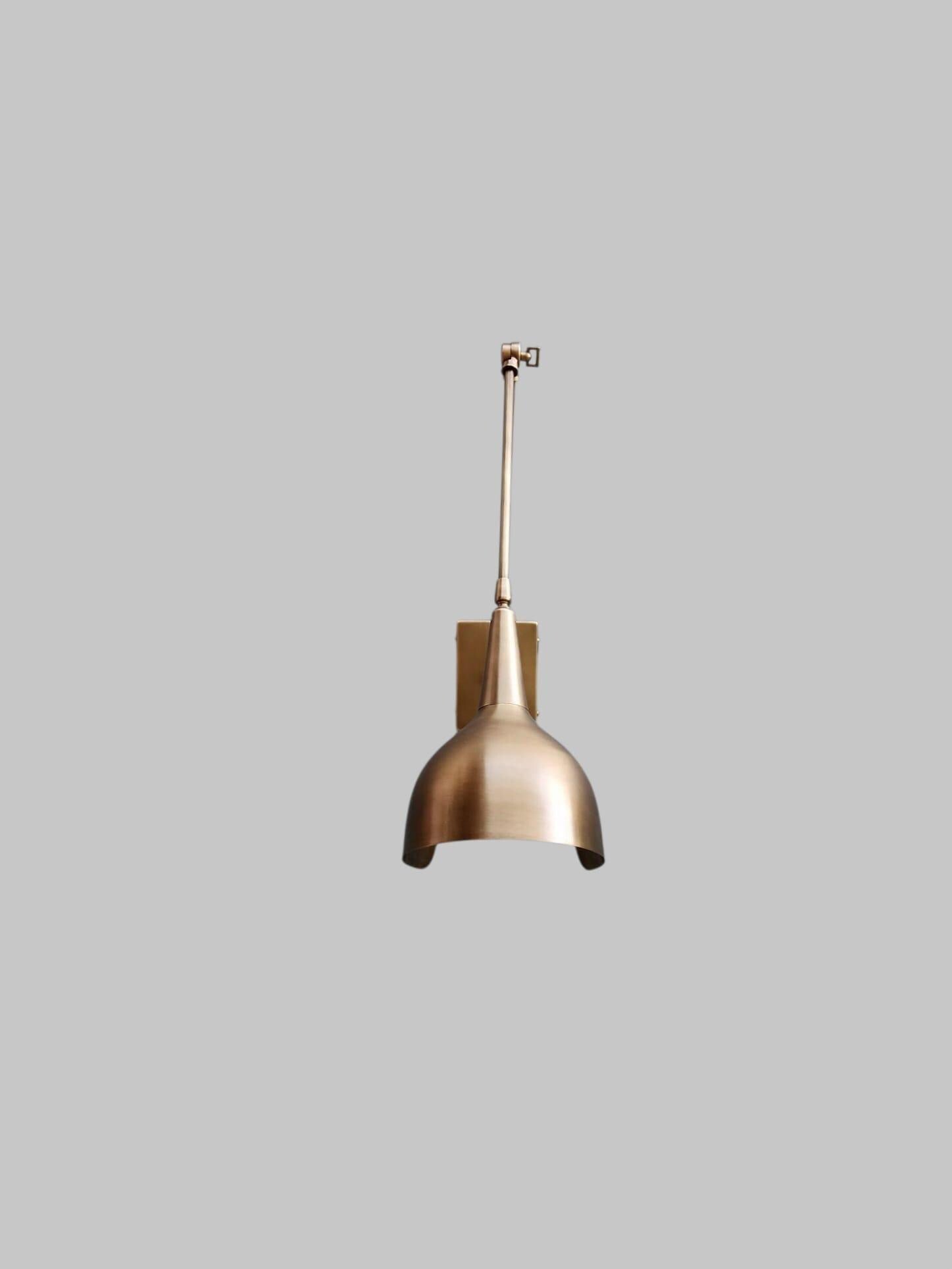 Slim Profile Brass Wall Sconce – Handcrafted 12” Tall Vintage Light Fixture