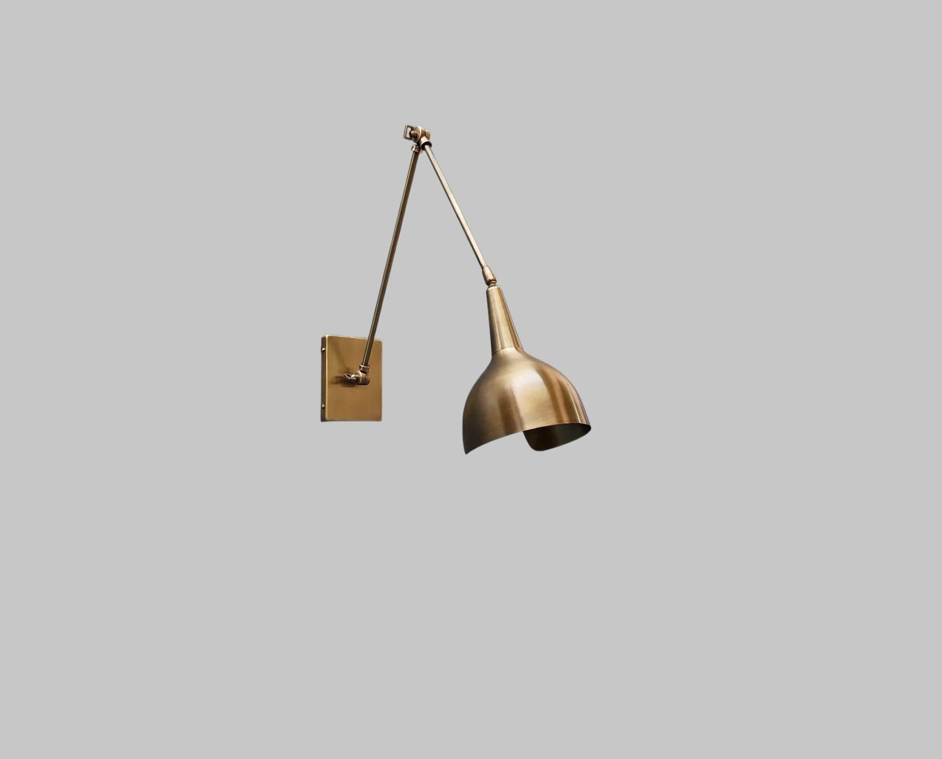 Slim Profile Brass Wall Sconce – Handcrafted 12” Tall Vintage Light Fixture