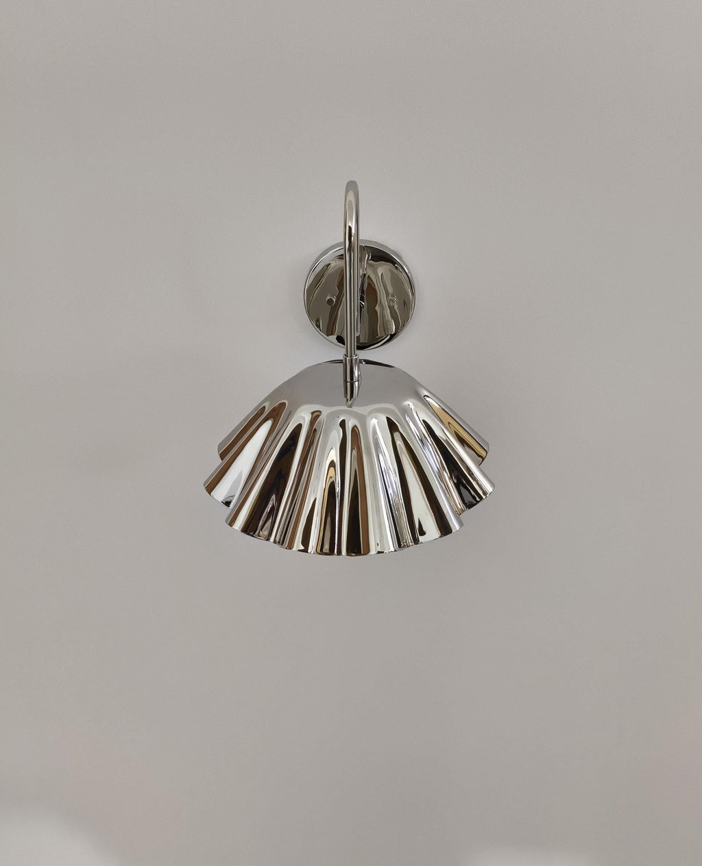 Brass Wall Sconce with Fluted Umbrella Shade, Handcrafted Vintage-Style Light