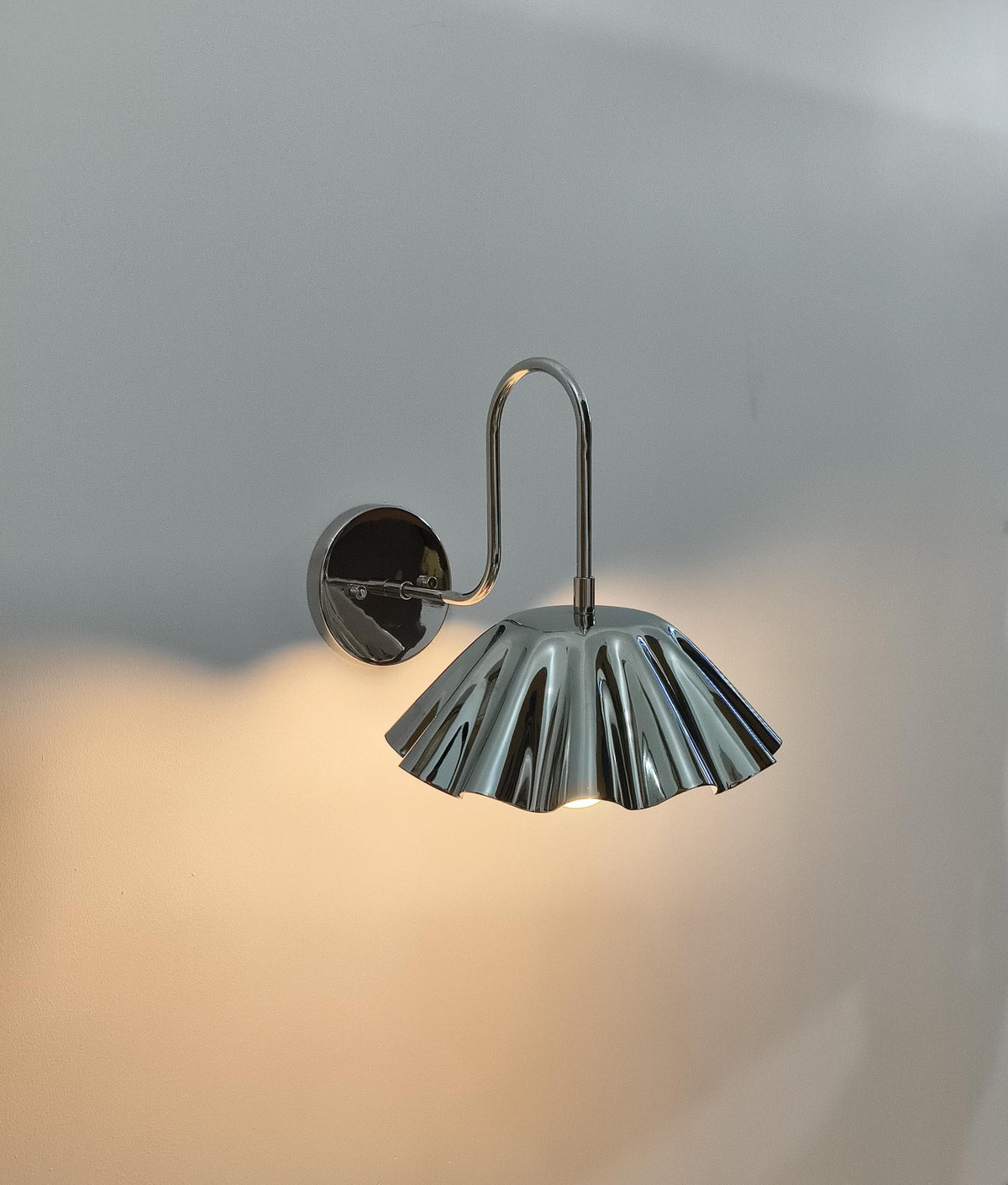 Vintage Brass Wall Lamp with Curved Arm and Shade | Ember Lighting
